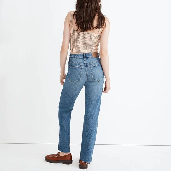 Madewell The Mid Rise Perfect Vintage Straight Jean Criss Cross Edition Size 26 - Picture 2 of 13